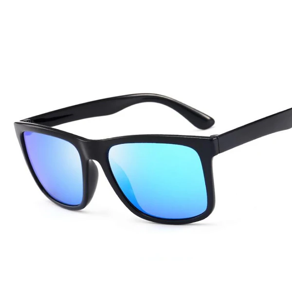 Поляризационные солнцезащитные очки, мужские, коричневые линзы, для вождения, спортивные, солнцезащитные очки для мужчин и женщин, квадратный цвет, зеркальные, ретро очки - Цвет линз: Bright Black Blue