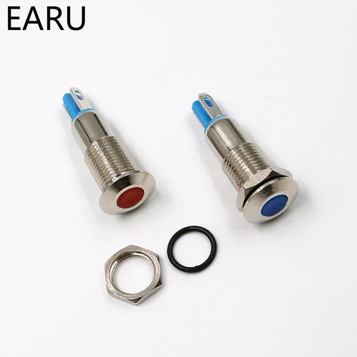 LED 금속 표시등, 방수 신호 램프, 도트 오목 파일럿, 레드, 블루, 그린, 옐로우, 핫 전구, 8mm, 5V, 6V, 9V, 12V, 24V, 110V, 220V 3