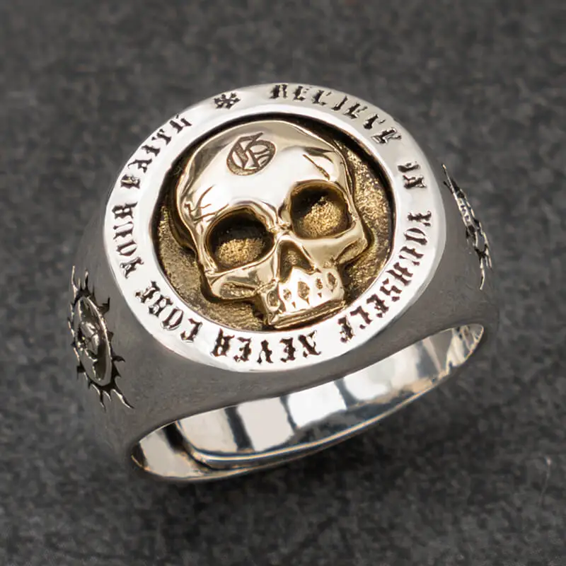 Goede Schedel Zilveren Ringen Voor Man Vintage Punk Sterling Zilveren Sieraden Hippop Straat Cultuur Mygrillz