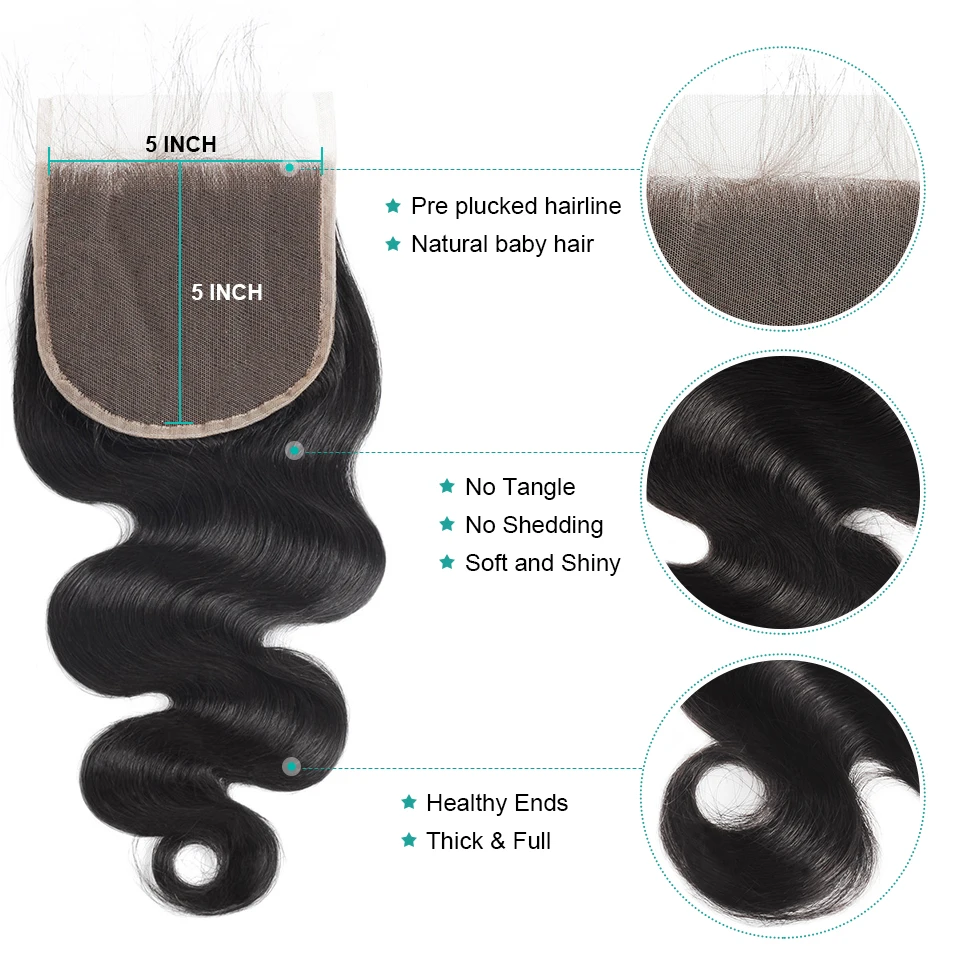 allove body wave 5X5 lace closure (6)