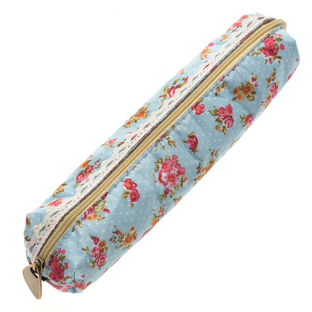 1 шт./лот, модный мини-чехол для карандашей в стиле ретро с цветочным кружевом, сумка для ручек, многофункциональная сумка для карандашей на молнии, Подарочные канцелярские принадлежности