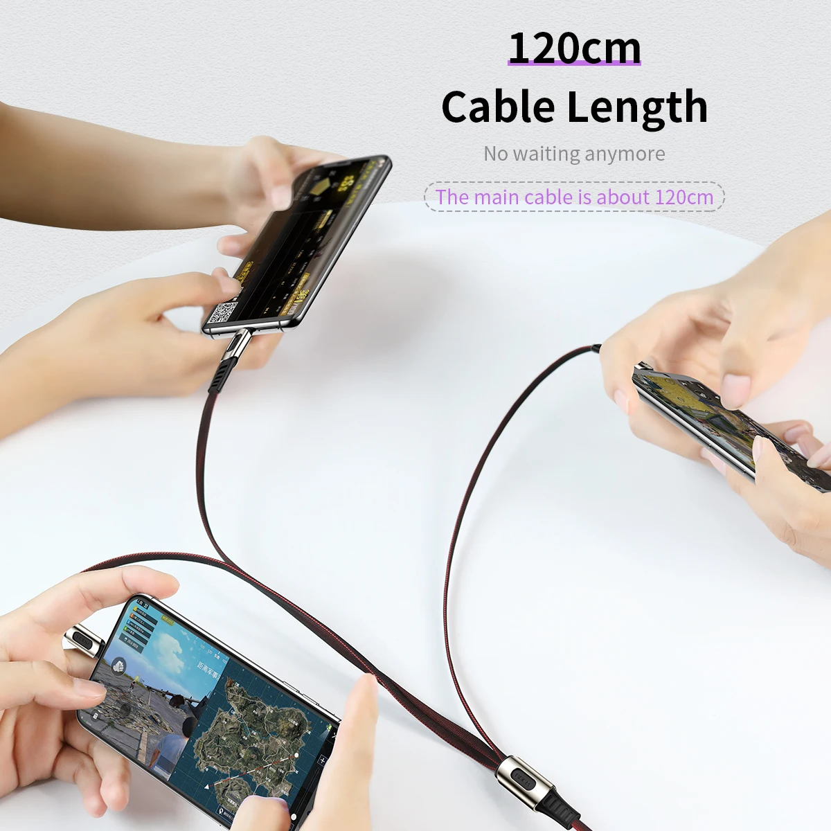 Зарядный кабель Rock 3 в 1 USB 120 А для подсветки Micro Type C iPhone 8 X Xiaomi Samsung S8 быстрая