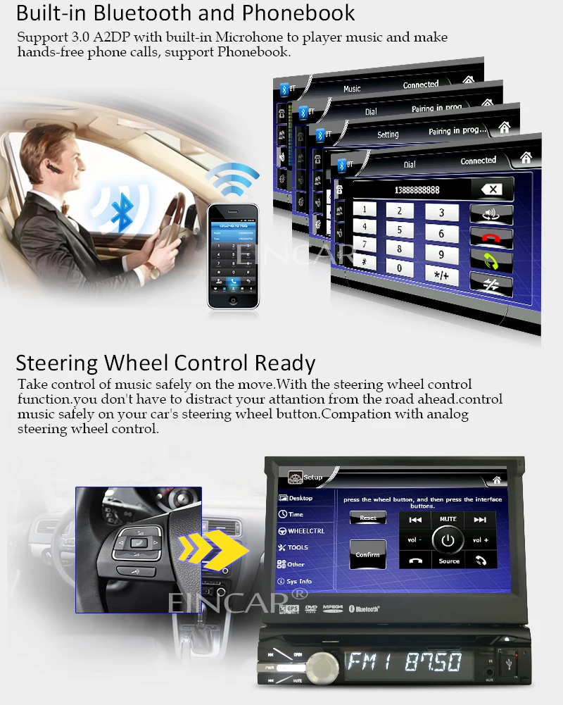 Automotive Parts Car Stereo Headunit MP3 Music CD GPS SAT Electronics DVD Player Multimedia Auto Radio Autoradio In Deck Car Video one din In Dash TFT Touch iPod Remote control HD Camera