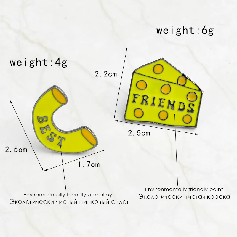 Лучшие бутоны булавка лучшие друзья Эмаль Булавка сердце и вино, макароны и сыр, зажигалка и сигарета 2 части брошь BFF ювелирные изделия подарок для нее