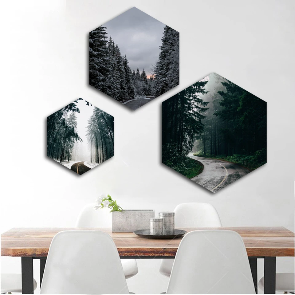 Home Decor Prints Painting Nordic Hexagon Landscape Scenery Pictures