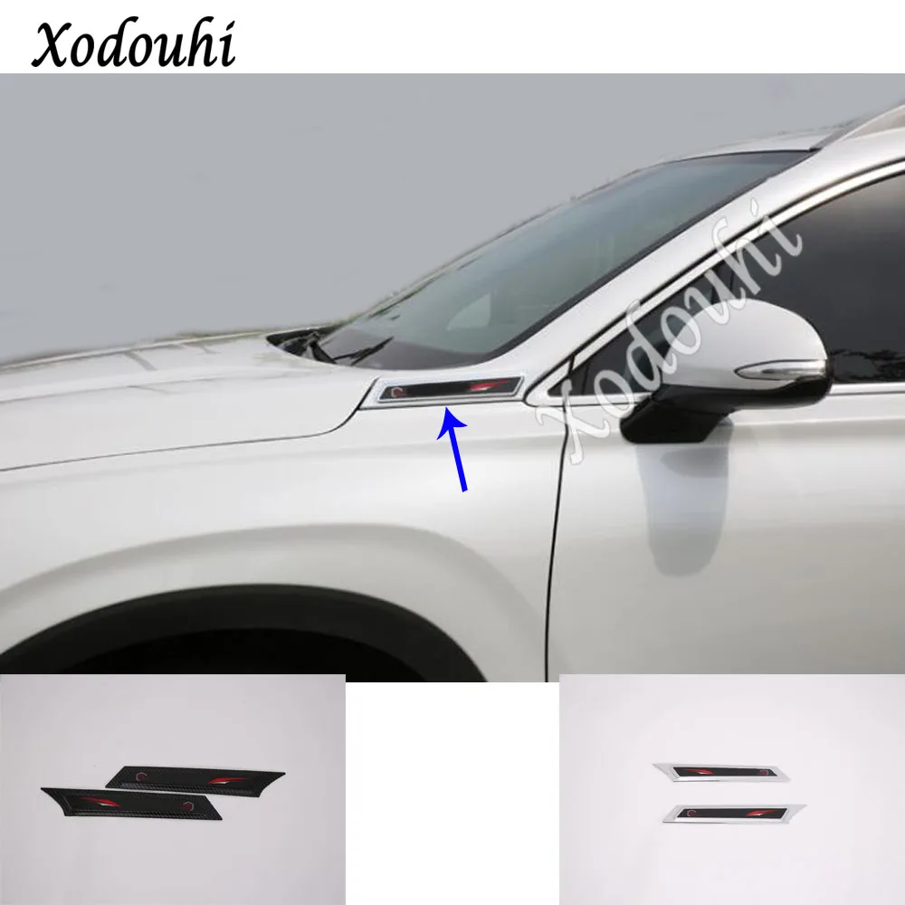 

car sticker front machine side fender vents air outlet lamp trim moulding hoods 2pcs For Hyundai Santa Fe SantaFe 2019 2020