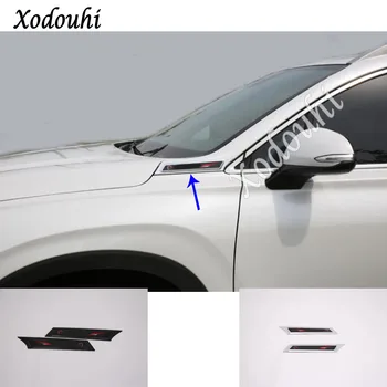 

car sticker front machine side fender vents air outlet lamp trim moulding hoods 2pcs For Hyundai Santa Fe SantaFe 2019 2020