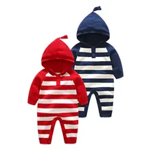 Детский свитер Детские комплекты комбинезоны шапки в полоску с капюшоном ползать круглый верхняя одежда с воротником детская верхняя одежда толстовки и свитшоты
