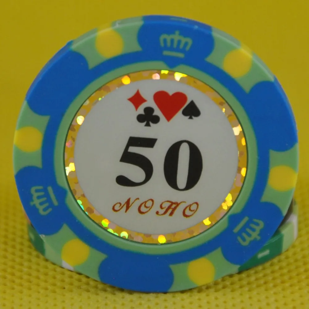 PK-8002B 50 шт./упак. глины 14g фишки для покера вставка металлическая 11 номинале