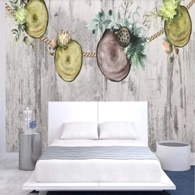 

Nordic tree rings plant personality retro TV background wall painting