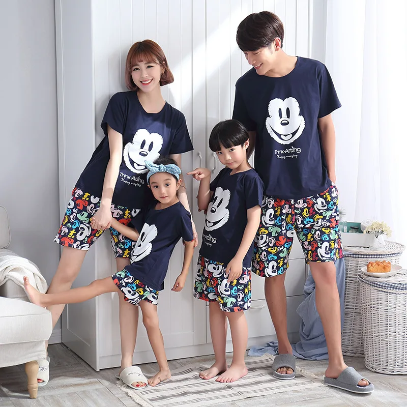

Family cotton pajamas matching clothes mickey father mother daughter son mommy and me couple women family look wear 15