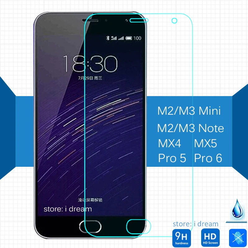 

2PCS For Meizu M2 M3 mini M2 M3 Note MX5 Pro 5 Pro 6 Tempered Glass Screen Protector On M2mini M2note M3note pro5 pro6
