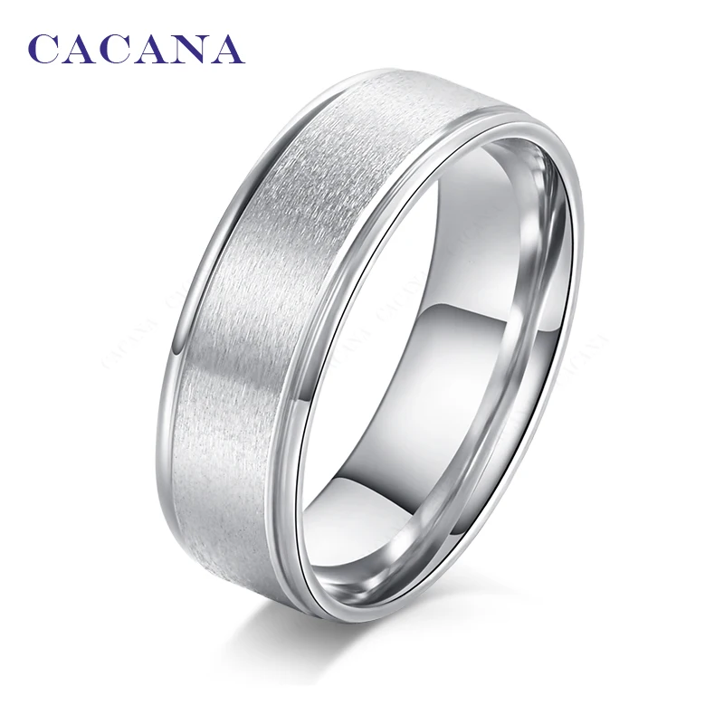 

CACANA Stainless Steel Rings For Women Metal Wire Drawing Process Personalized Custom Fashion Jewelry Wholesale NO.R177