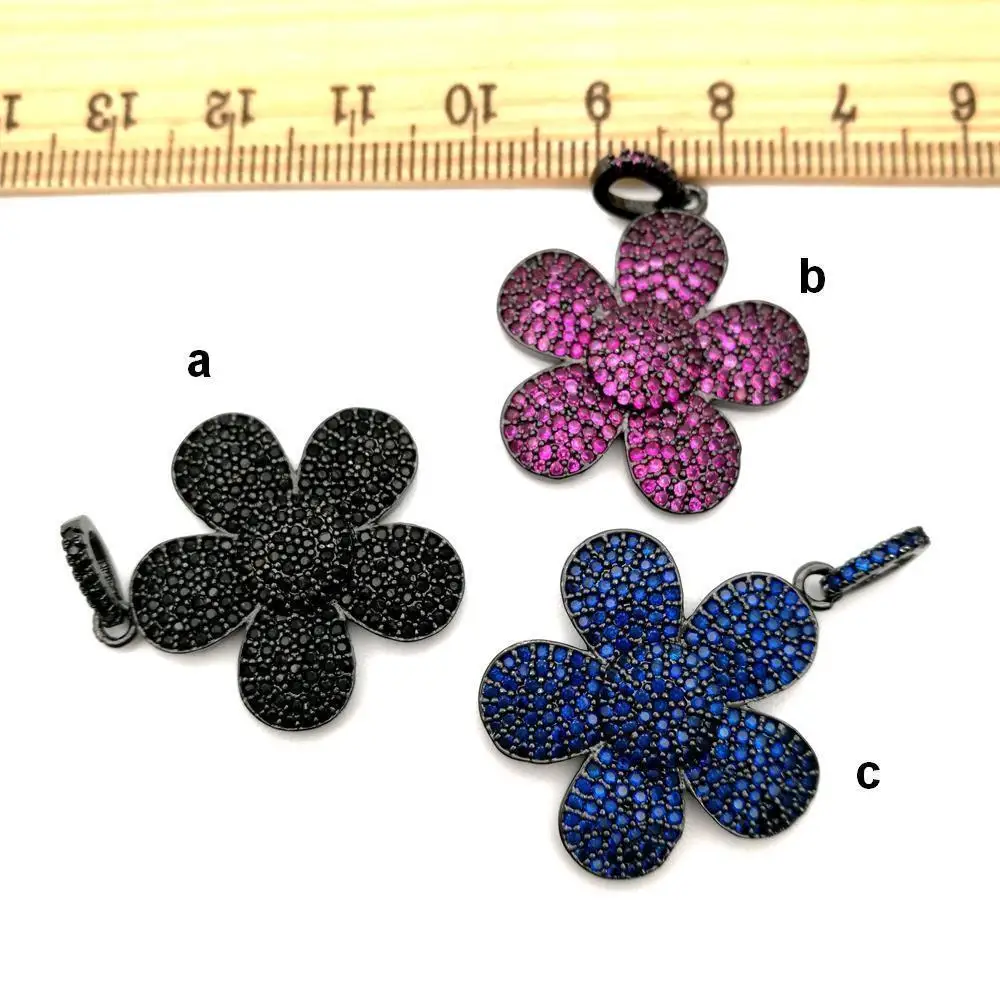

CP027 1pc 24mm Flower Pendant Micro Crystal Pave Pendant
