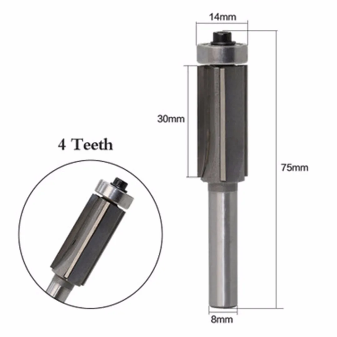 1 шт. 8 мм хвостовик 4 зубы удлиненные для промывания и подравнивания фрезы подшипник Деревообработка резак