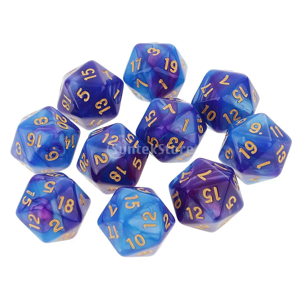 Magiидеально 10 шт. 20 двухсторонних кубиков D20 многогранные кубики для Dungeons и Dragons