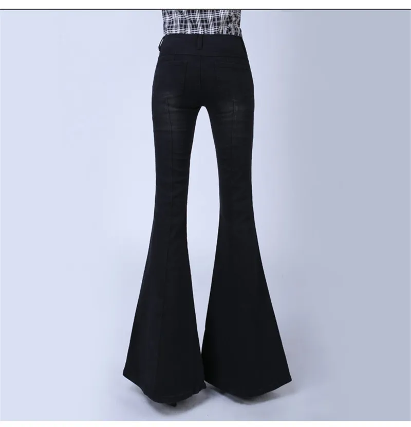 Модные женские джинсы с высокой талией, женские брюки с колокольчиком, брюки, джинсовые штаны, винтажные широкие расклешенные джинсы