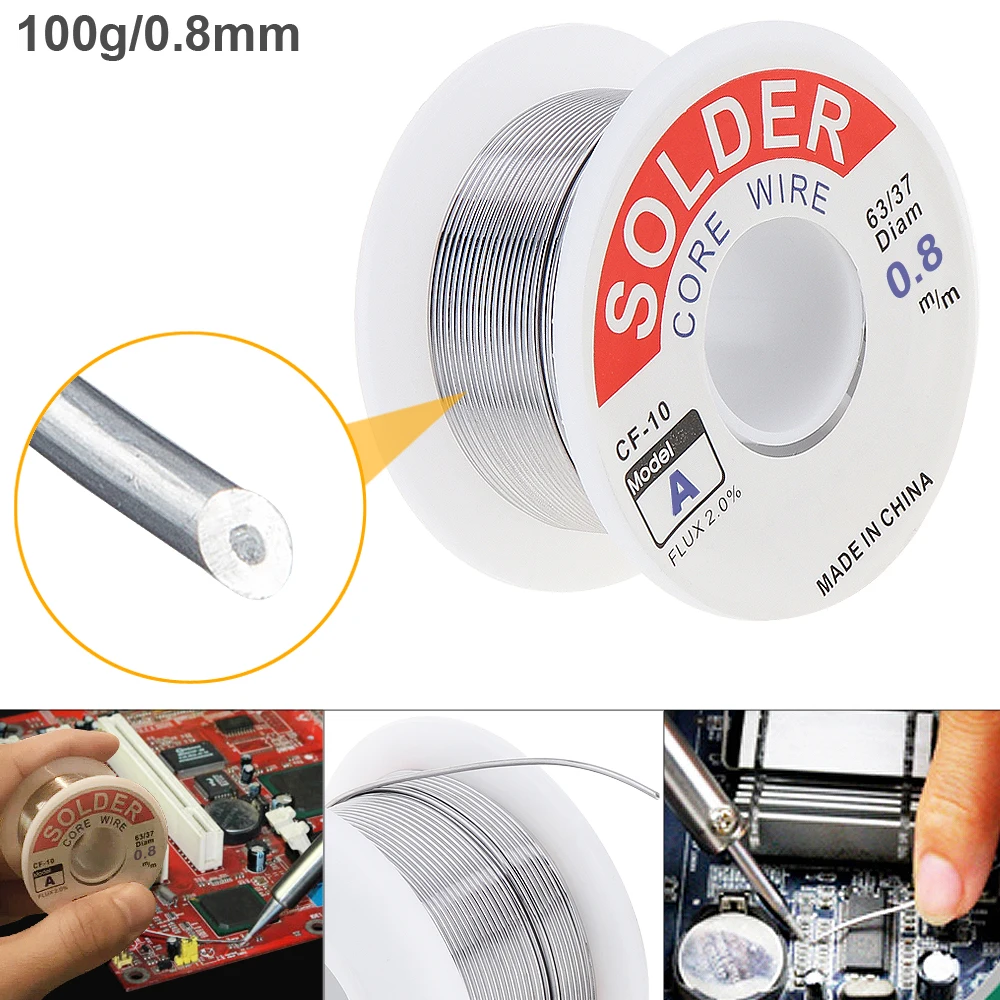 

Portable 63/37 100g 0.8mm-1.2mm Tin Fine Wire Core 2% Flux Reel Welding Line Solder Wire with Rosin and Low Melting Point