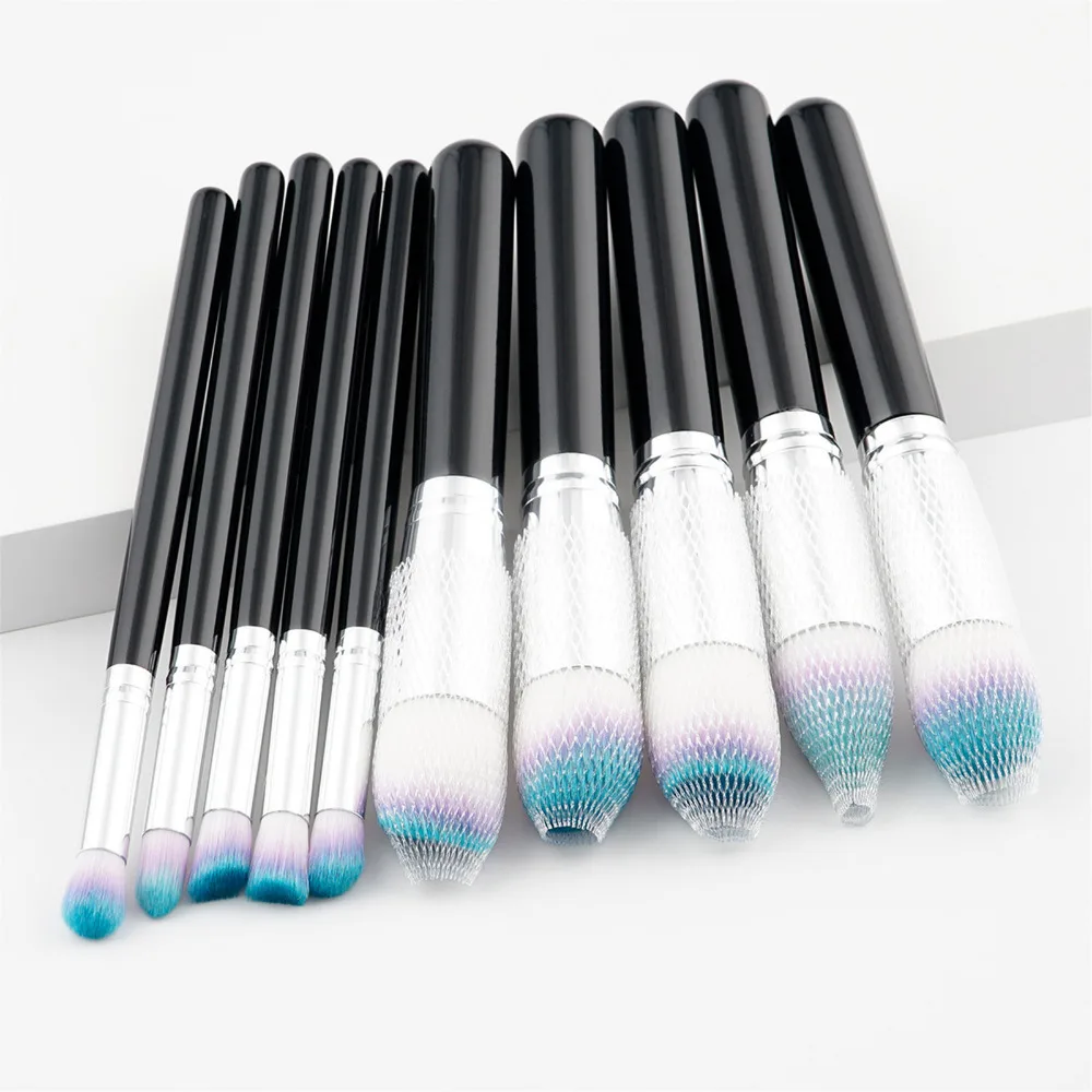 10Pcs Beauty Makeup Brushes Wooden handle Big Foundation Brush Oblique Powder Blush Eyeshadow Eyebrow Lip Brush Make Up Tools (2)