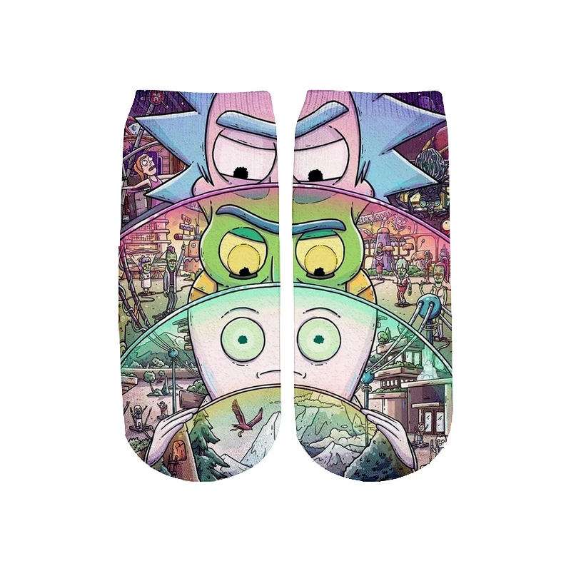 

Fashion Kawaii 3d Printed Cotton Socks Cute rick and morty Ankle Short Socks for Children Cartoon Funny Socks Women