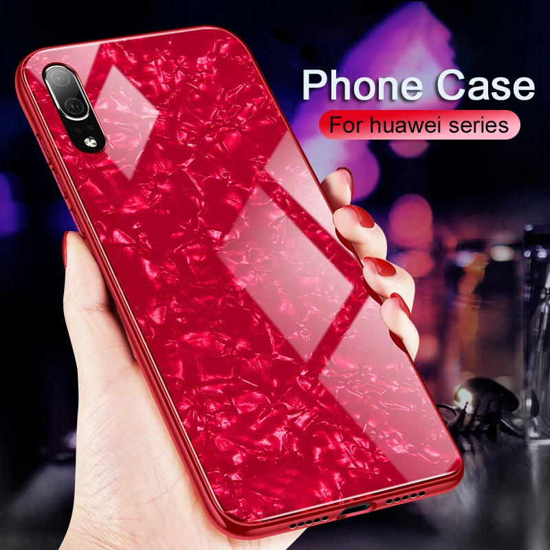 

Luxury Bling Soft Edge Tempered Glass Case For huawei p20 lite mate 10 20 pro honor 9 i 8x 7 8 C A X max V note 10 nova 3 2 Plus