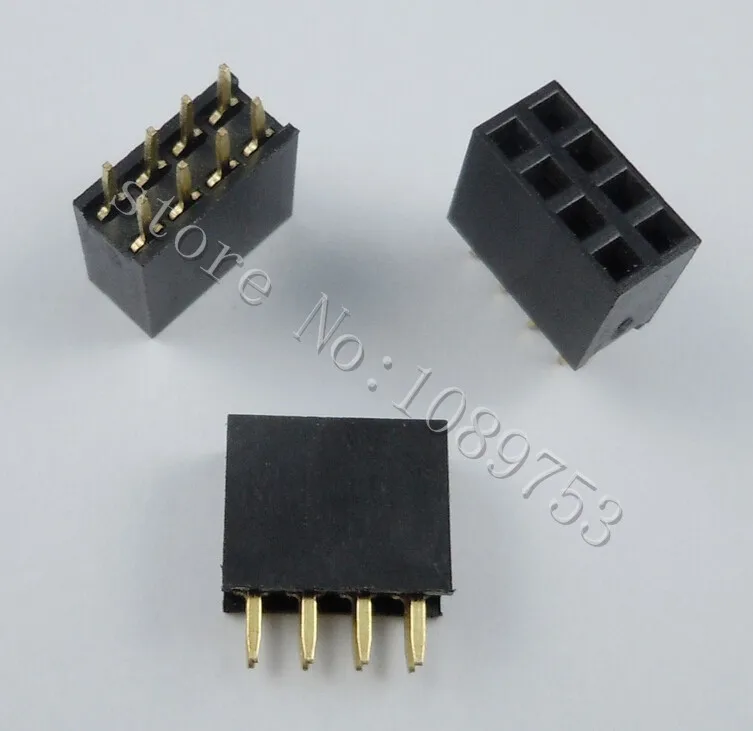 100pcs 2x4 Pin 2.54mm Double Row Female Pin Header 8P PCB Socket Connectorconnector 2.54mm