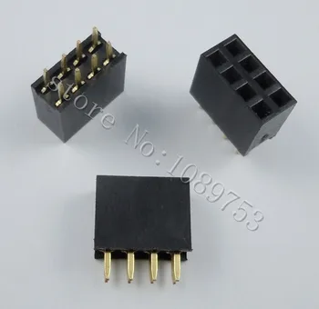 

100pcs 2x4 Pin 2.54mm Double Row Female Pin Header 8P PCB Socket Connector