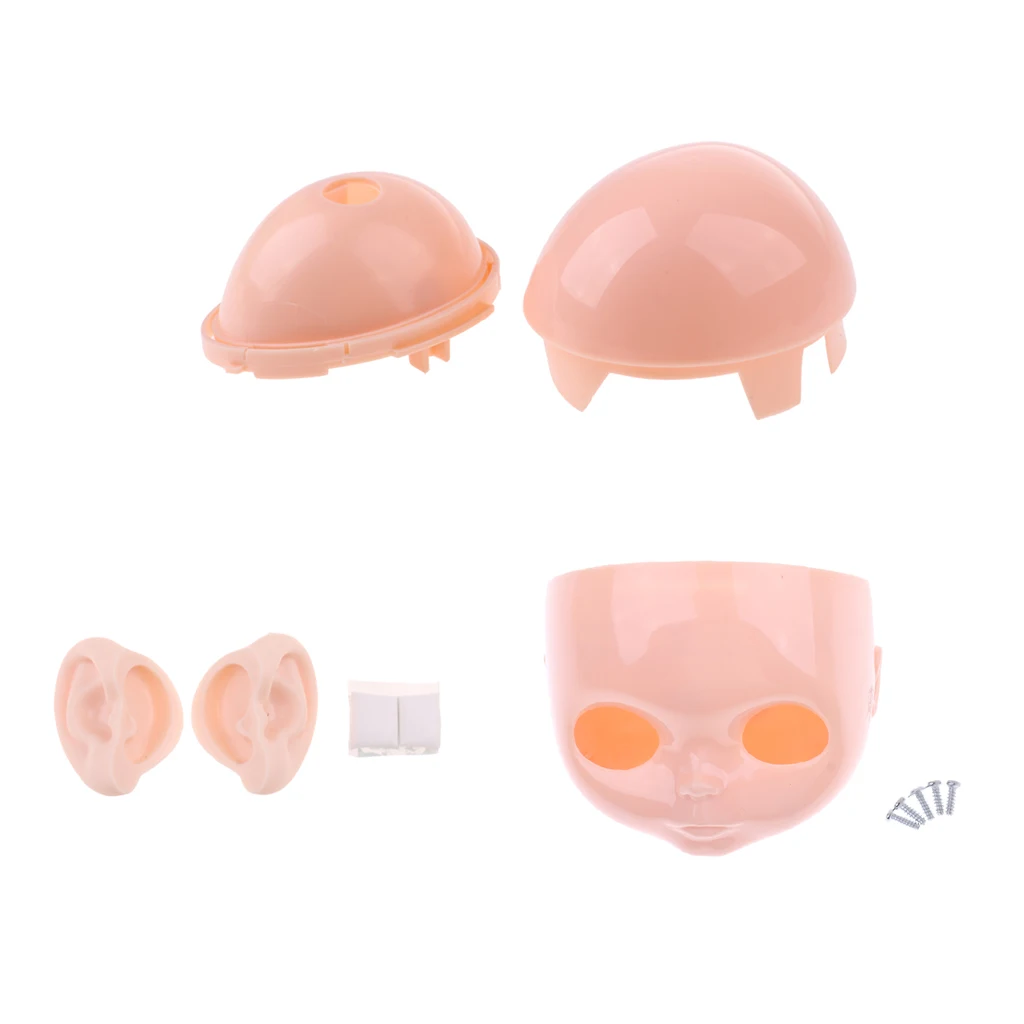 

Doll Faceplate + Head Shell Scalp + Ears Set for 12inch RBL Neo Blythe Doll Custom Accessories