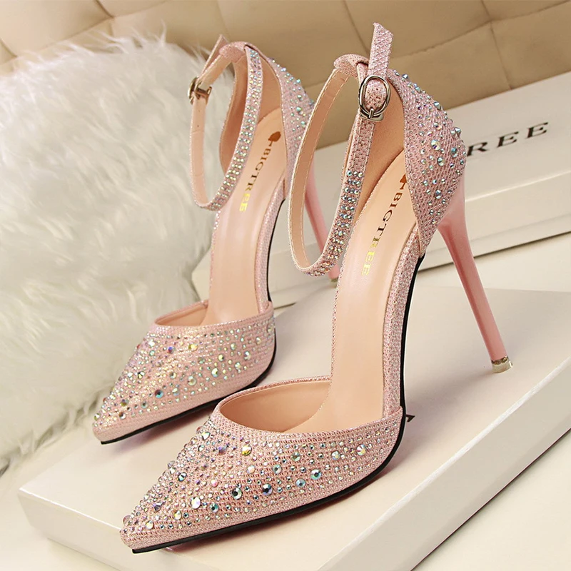 

Summer Hot Sale Hight Heels Pimp Women Sexy Pumps High Heels Shoes Woman Silver Rhinestone Wedding Shoes High Heels Party Shoes