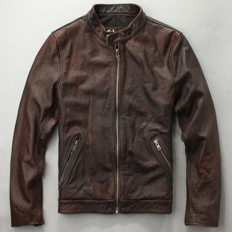 Настоящая фотография импортные мужские Куртки из натуральной кожи уличная одежда Европейский стиль мотоциклетные мужские куртки пальто из коровьей кожи A550