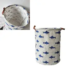 Linen Household Storage Basket Practical Small Fish Printing Laundry Dirty Clothes Storage Basket For Clothing Sundries Toys