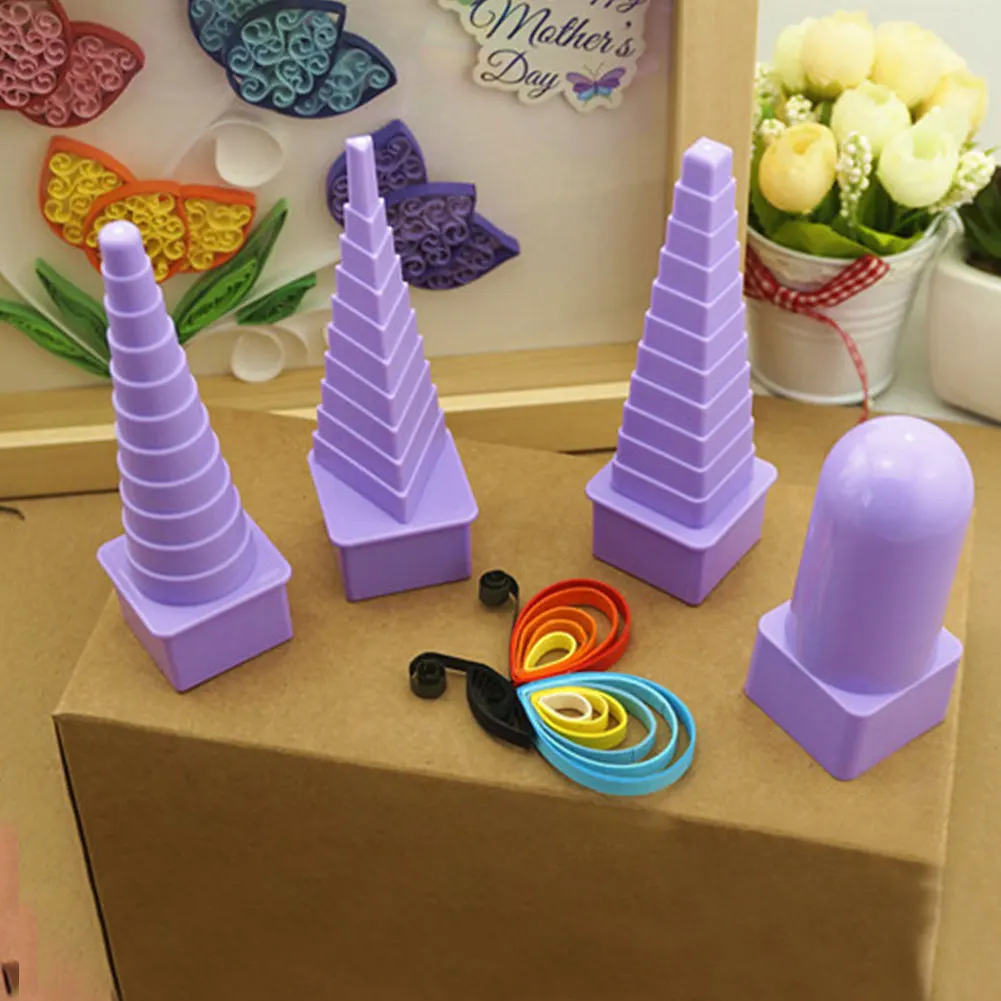 Paper Quilling Simple DIY Tools Card Bobbin Tower Painting Accessories Plastic Packaging Decor 4PCS//Set Decorative Art Craft Handmade Creation