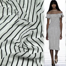 Чистый шелк крепдешин ткань белая и черная полоса печати геометрический дизайн, SCDC806-M