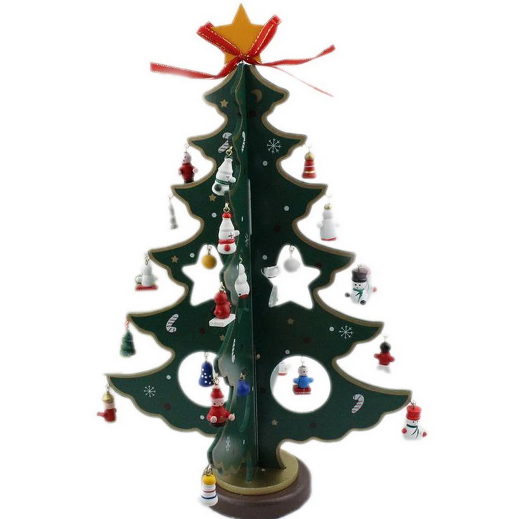 Christmas Tree DIY Wooden Table Decoration Home Ornaments 21CMin Trees
