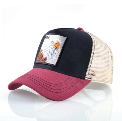 Вышивка бейсболки s для мужчин кепка для женщин Мода США хип хоп бейсболка козырек дышащая сетка уличная Дальнобойщик кепки - Цвет: Red2 Eagle Head