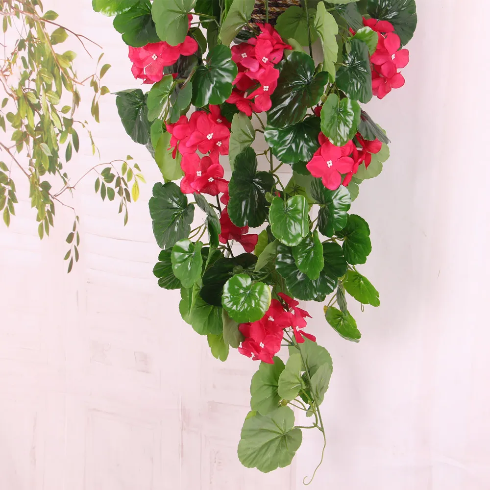 1xArtificial Crabapple Flower Leaf Home Party Wedding Hanging Decor-Rose Red