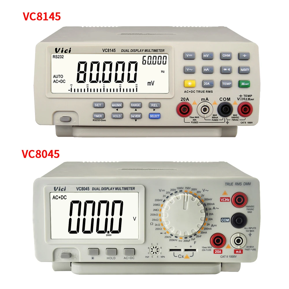 

VC8145 VC8045 Bench top Multimeter 1000V 20A Digital Multimeter Auto Range Multimetro Digital Voltmeter Ohm DCV/ACV/DCA/ACA