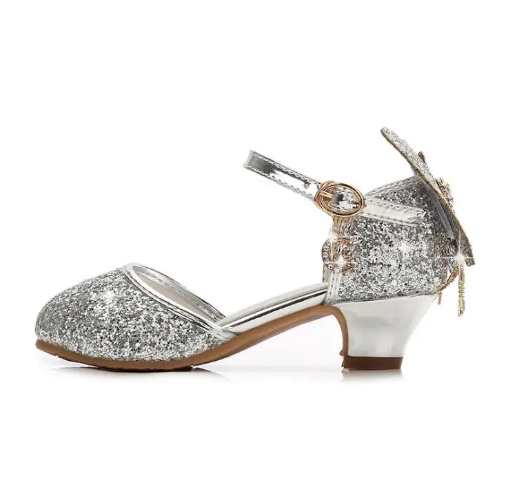 Baby Shoes Kids Shoes Children Sandals Kids Sandals Princess Kids Leather Shoes For Girls Glitter Butterfly Knot Dress Banquet Party Children High Heel Shoe For kids Girls Sandals