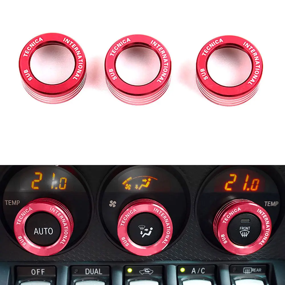 

3PCS Red Anodized Aluminum Control AC Knob Volume Cover Trim Ring For Subaru BRZ GT86 FT86 FR-S Car Styling Accessories Covers
