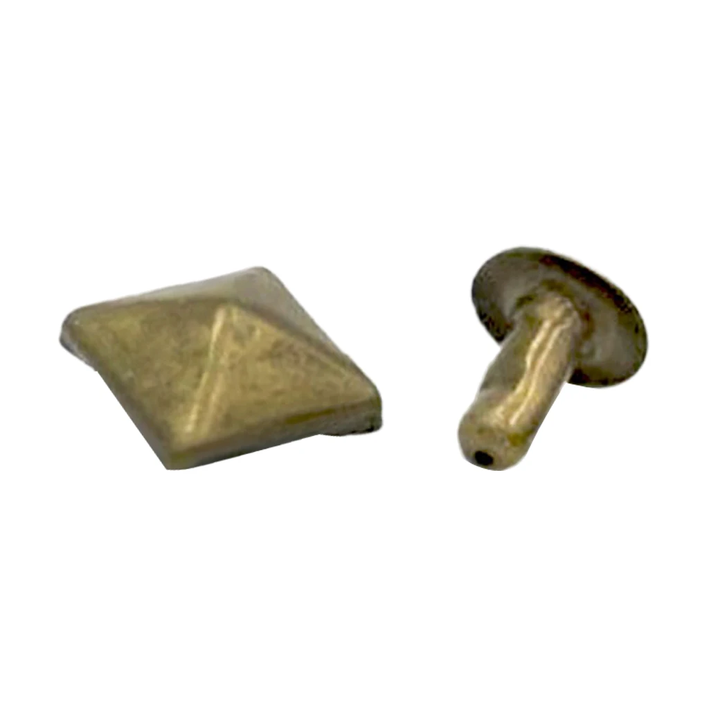 100pcs Metal Square Pyramid Rivet Studs For Leather Crafts Clothes Shoes Bags Decorative