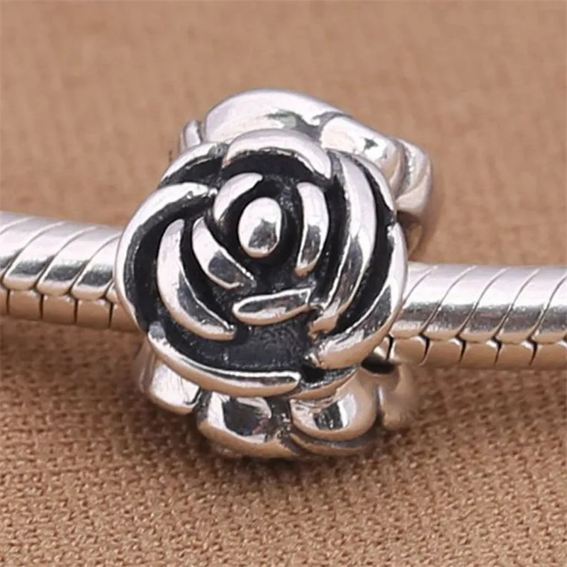 

100% 925 Sterling Silver Bead Vintage Roses Spacer Charm Fit Original Pandora Bracelet Bangle Women DIY Jewelry Birthday Gift