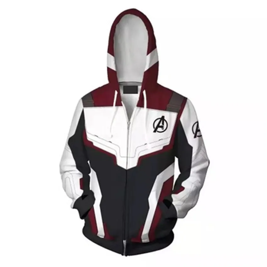 Avengers Endgame Cosplay Quantum Realm Costumes Sweatshirt Hoodie Jacket Captain Marvel Tech Hooded Superhero America Zipper