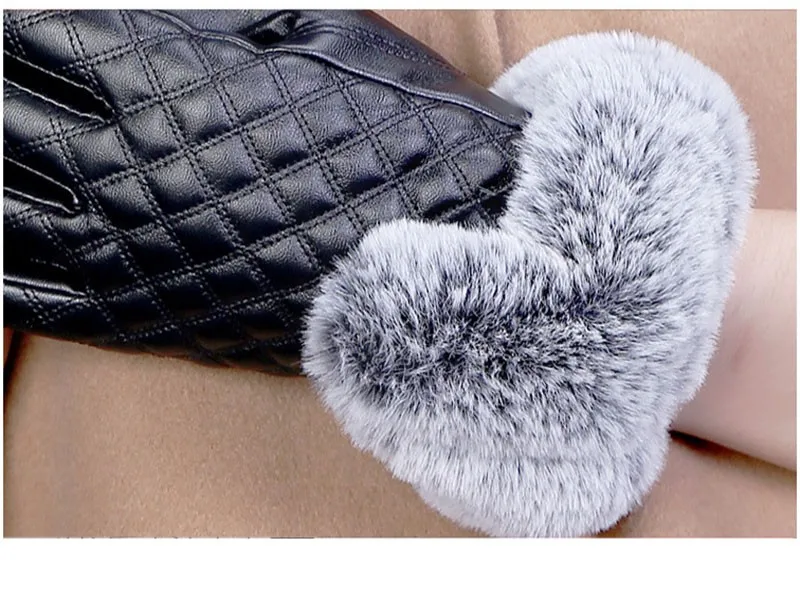 Для женщин Зимние перчатки Сенсорный экран из искусственной кожи Прихватки для мангала кролика рекс теплая Прихватки для мангала Форма