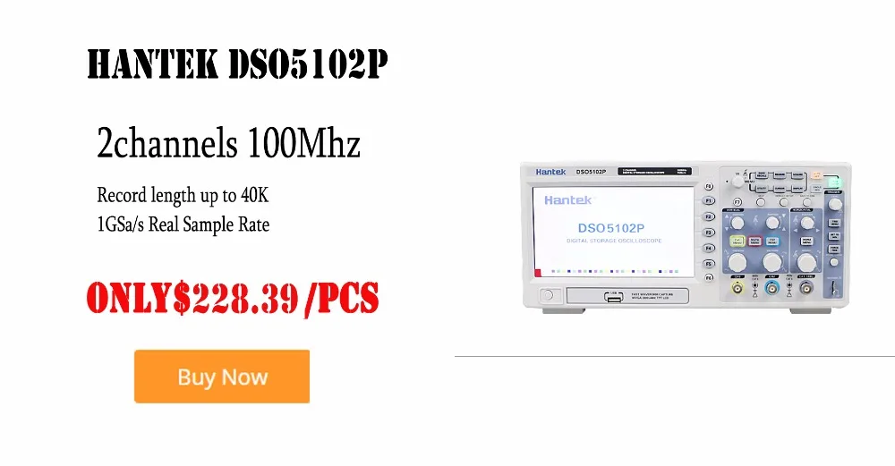 Hantek DSO5072p Osciloscopio 2 канала 70 МГц Цифровые осциллографы USB lcd 1GSa/s 40K портативный Настольный осциллограф