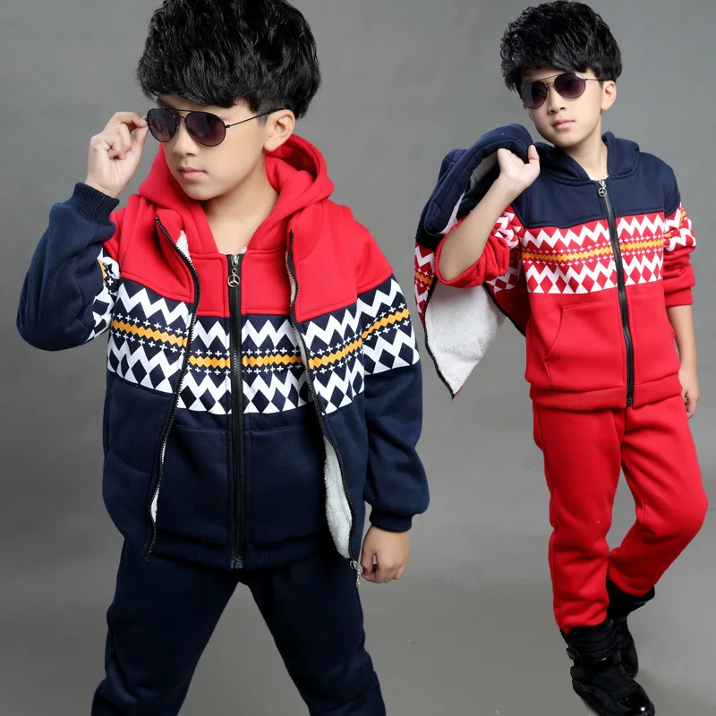 2016 Winter Baby Boys Clothes set Kids coat warm Clothing Sets coat Vest Pants sport suits