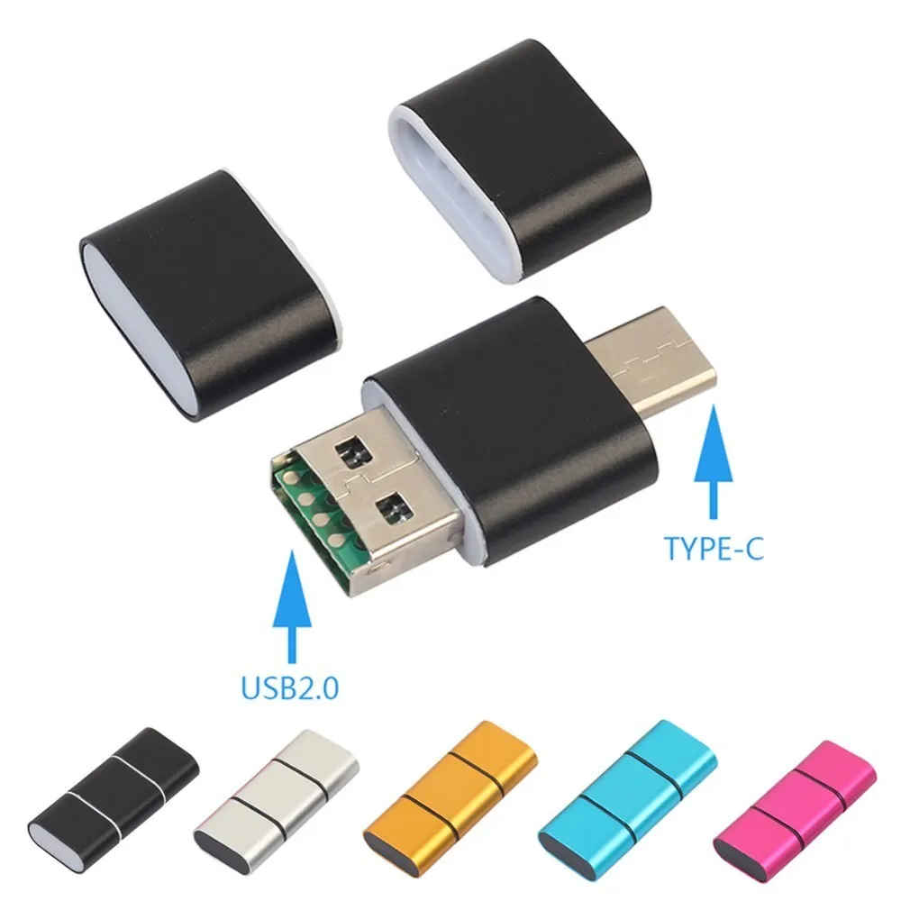 

Aluminum Alloy Dual Use OTG Card Reader Type-C USB2.0 2 In 1 OTG Adapter Maximum 128GB SD Card TF Flash Cardreader Drop Shipping