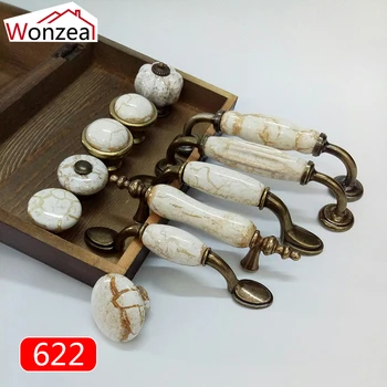 Antique Furniture Ceramic Knobs and Handles Marble Cabinet PUlls for Kitchen Cupboards Cabinet Door knobs Drawer Pulls