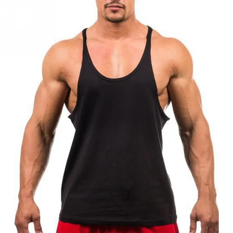 

High Quality Sleeveless Tank Top Gyms Clothing Fitness Men Bodybuilding Stringer Tank Tops Workout Singlet Male Tee~