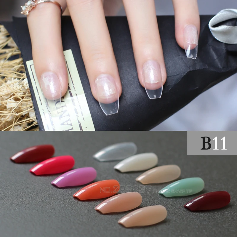 071 21 De Réductionnouveau Cercueil Forme Faux Ongles Transparent Personnalité Designs 24 Pièces Complet Ongles Conseils Ballerines Ongles