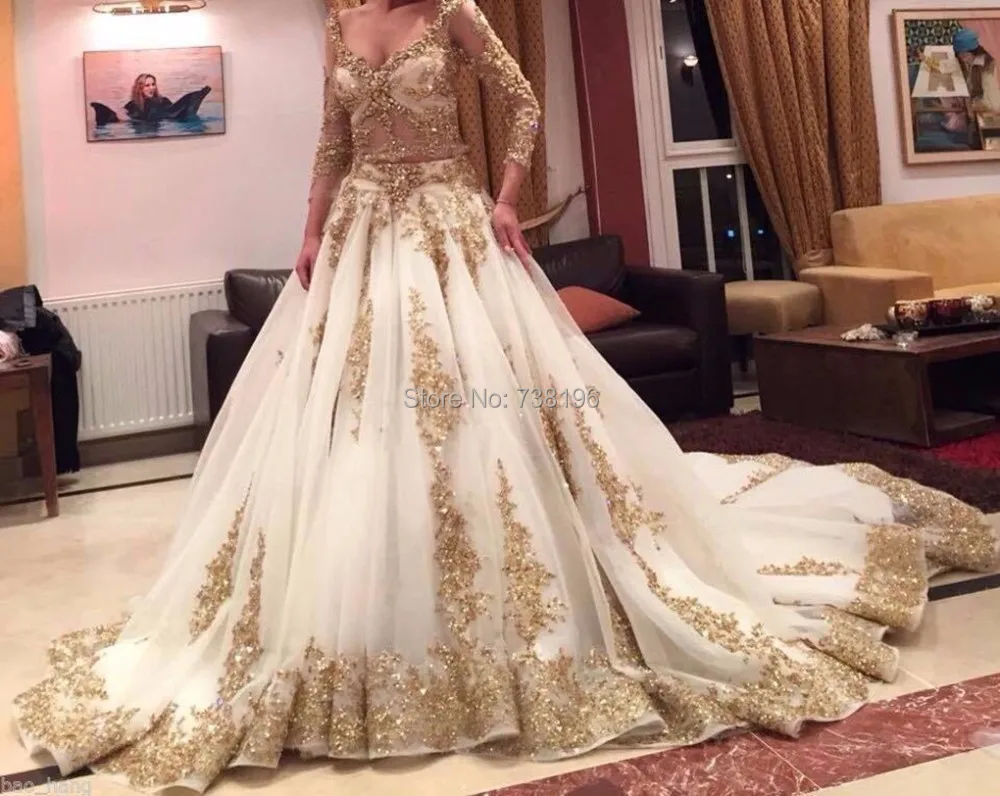 2015-Cinderella-Two-Pieces-Wedding-Dress-Arabic-Ball-Gown-Gold-Lace-Beads-Luxury-V-Neck-3 (1).jpg_.webp